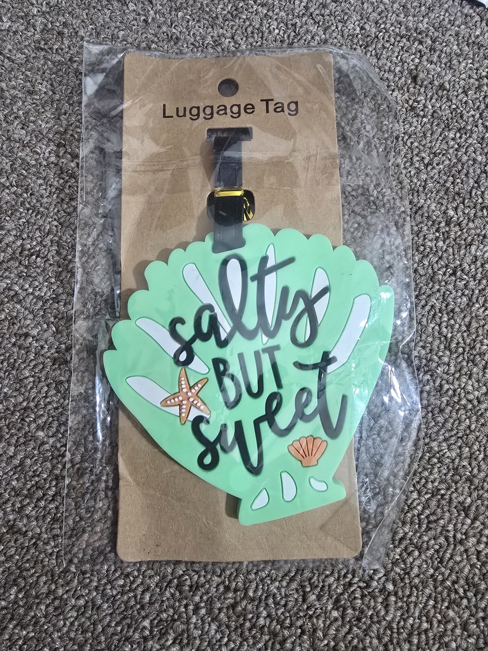 Green 'Salty But Sweet' Shell Luggage Tag